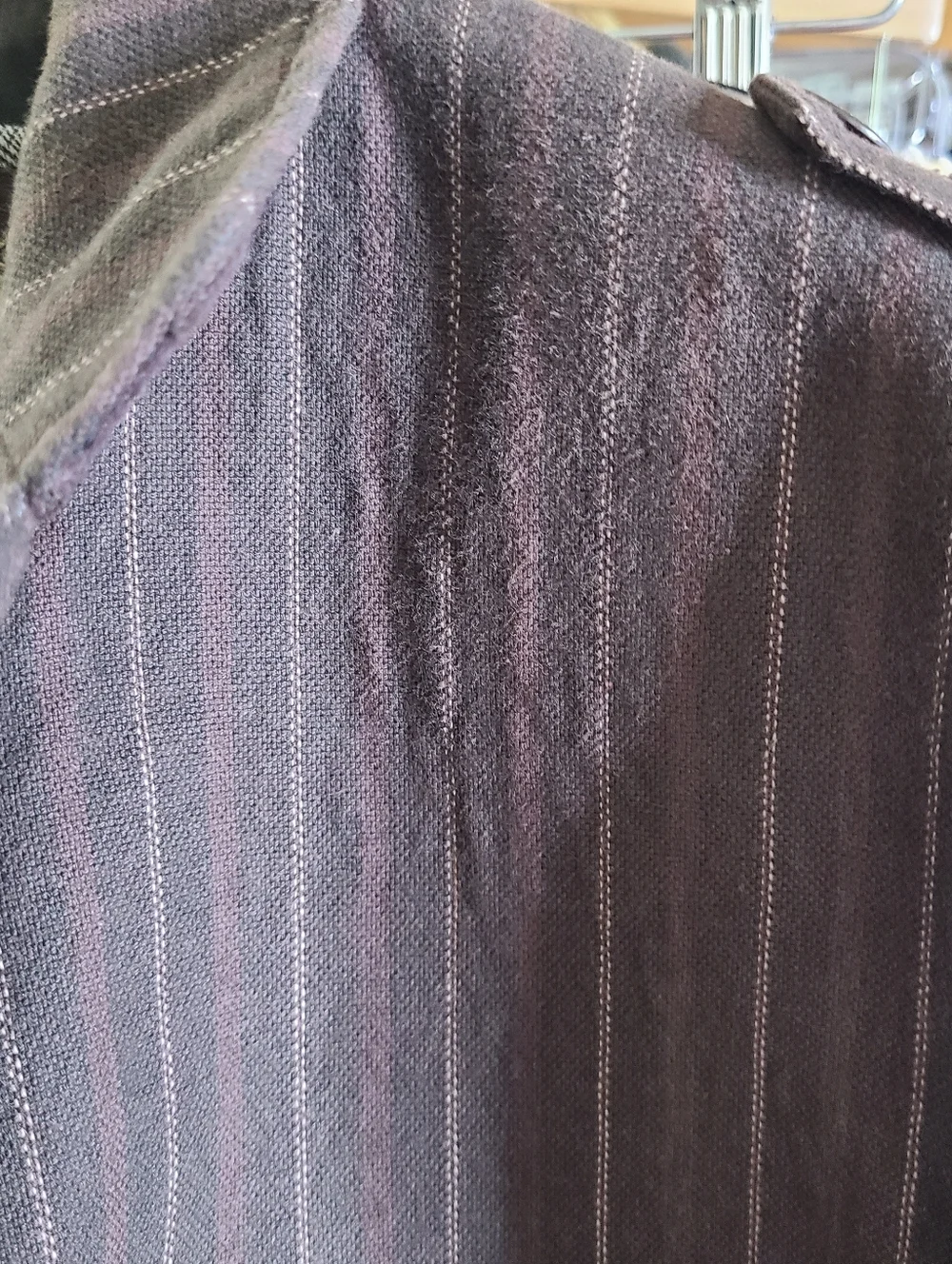 Marc Ecko Cut & Sew Y2K Brown Striped Military Graphic Blazer Sport Coat